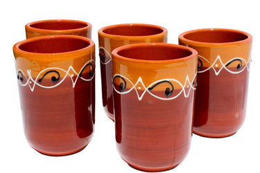 Spanish Sunset Cups, Set of 5 - Hand Painted From Spain